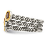 Shey Couture Sterling Silver Gold-tone Flash Gold-plated Antiqued Round Bezel .30Garnet/.20Citrine/.20Smoky Quartz 3 Stackable Rings - QT-96449AFD-4243