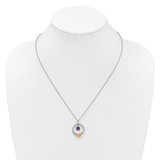 Shey Couture Sterling Silver Rhodium-plated Twisted Circle with 14k Leaf Accent Round Amethyst Dangle 18 inch with 2 inch Extension Necklace