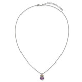 Shey Couture Sterling Silver Rhodium-plated w/14k Accent Checker-cut Cushion Amethyst and .04ct Diamond 18 inch with 2 inch Extension Necklace