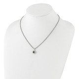Shey Couture Sterling Silver Rhodium-plated with 14k Accent .49 Onyx and .16 Swiss Blue Topaz 18 inch Necklace