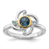 Shey Couture Sterling Silver Rhodium-plated with 14k Accent .69 London Blue Topaz / .08 Swiss Blue Topaz Ring - QT-F77D39BB-6952