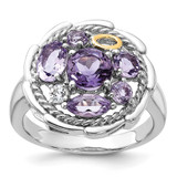 Shey Couture Sterling Silver Rhodium-plated with 14k Accent .78Amethyst / 1.0Pink Quartz / .06White Topaz Ring - QT-0A071455-5089