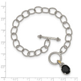 Shey Couture Sterling Silver Rhodium-plated with 14K Accent 7.5 Inch Black Onyx Toggle Bracelet