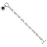 Shey Couture Sterling Silver Rhodium-plated with 14K Accent 7.5 Inch Checkerboard-cut Black Onyx and Diamond Toggle Bracelet