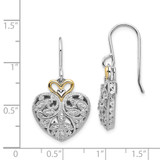 Shey Couture Sterling Silver Rhodium-plated with 14K Accent Diamond Shepherd Hook Dangle Vintage Heart Earrings