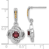 Shey Couture Sterling Silver Rhodium-plated with 14k Accent Garnet Dangle Post Earrings