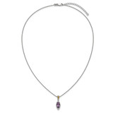 Shey Couture Sterling Silver Rhodium-plated with 14k Accent Marquise Amethyst Navette 18 inch with 2 inch Extension Necklace