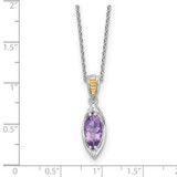 Shey Couture Sterling Silver Rhodium-plated with 14k Accent Marquise Amethyst Navette 18 inch with 2 inch Extension Necklace