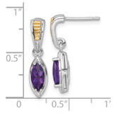 Shey Couture Sterling Silver Rhodium-plated with 14k Accent Marquise Amethyst Post Dangle Earrings