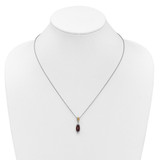 Shey Couture Sterling Silver Rhodium-plated with 14k Accent Marquise Garnet Navette 18 inch with 2 inch Extension Necklace