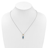 Shey Couture Sterling Silver Rhodium-plated with 14k Accent Marquise London Blue Topaz Navette 18 inch with 2 inch Extension Necklace