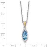 Shey Couture Sterling Silver Rhodium-plated with 14k Accent Marquise London Blue Topaz Navette 18 inch with 2 inch Extension Necklace