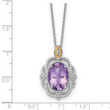 Shey Couture Sterling Silver Rhodium-plated with 14k Accent Oval Amethyst 18 inch with 2 inch Extension Vintage Necklace