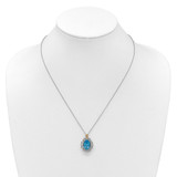 Shey Couture Sterling Silver Rhodium-plated with 14k Accent Oval Light Swiss Blue Topaz 18 inch with 2 inch Extension Vintage Necklace