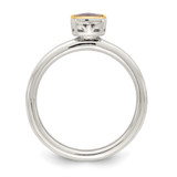 Shey Couture Sterling Silver Rhodium-plated with 14K Accent Polished Cushion-cut Amethyst Ring - QT-D94E0BA8-1433