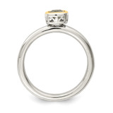 Shey Couture Sterling Silver Rhodium-plated with 14K Accent Polished Cushion-cut Aquamarine Ring - QT-F7B6241A-4571