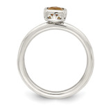 Shey Couture Sterling Silver Rhodium-plated with 14k Accent Polished Cushion-cut Citrine Ring - QT-CC2BF63C-7328