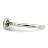 Shey Couture Sterling Silver Rhodium-plated with 14K Accent Polished Cushion-cut Garnet Ring - QT-A224151F-3564