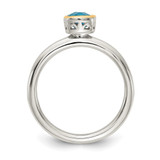 Shey Couture Sterling Silver Rhodium-plated with 14k Accent Polished Cushion-cut Light Swiss Blue Topaz Ring - QT-4FAB9207-3847