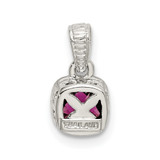 Shey Couture Sterling Silver Rhodium-plated with 14k Accent Polished Cushion-cut Rhodolite Garnet Pendant