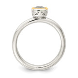 Shey Couture Sterling Silver Rhodium-plated with 14K Accent Polished Cushion-cut White Topaz Ring - QT-01201101-8406