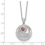 Shey Couture Sterling Silver Rhodium-plated with 14k Accent Round Amethyst Swirl Circle 18 inch with 2 inch Extension Necklace - QT-5636F844-8298
