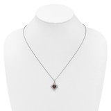 Shey Couture Sterling Silver Rhodium-plated with 14k Accent Round Garnet Flower 18 inch with 2 inch Extension Necklace