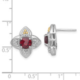 Shey Couture Sterling Silver Rhodium-plated with 14k Accent Round Garnet Flower Post Earrings