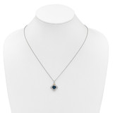 Shey Couture Sterling Silver Rhodium-plated with 14k Accent Round London Blue Topaz Flower 18 inch with 2 inch Extension Necklace