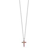 Shey Couture Sterling Silver Rhodium-plated with 14k -X- Accent Round Garnet Cross 18 inch with 2 inch Extension Necklace