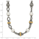 Shey Couture Sterling Silver with 14K Accent 18 Inch Antiqued 8mm Freshwater Cultured Pearl Necklace