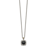 Shey Couture Sterling Silver with 14K Accent 18 Inch Antiqued Checkerboard-cut Black Onyx Necklace - QT-6911408D-6192