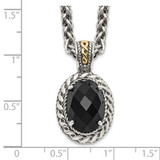 Shey Couture Sterling Silver with 14K Accent 18 Inch Antiqued Checkerboard-cut Black Onyx Necklace - QT-981E768A-8622