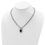 Shey Couture Sterling Silver with 14K Accent 18 Inch Antiqued Checkerboard-cut Black Onyx Necklace - QT-981E768A-8622