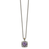 Shey Couture Sterling Silver with 14K Accent 18 Inch Antiqued Cushion Amethyst Necklace - QT-0786ECCC-9562