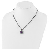 Shey Couture Sterling Silver with 14K Accent 18 Inch Antiqued Cushion Amethyst Necklace - QT-0786ECCC-9562