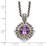 Shey Couture Sterling Silver with 14K Accent 18 Inch Antiqued Cushion Amethyst Necklace - QT-996E0031-2303