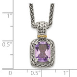 Shey Couture Sterling Silver with 14K Accent 18 inch Antiqued Cushion Amethyst Necklace - QT-AEB1A626-4963