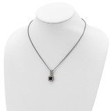 Shey Couture Sterling Silver with 14K Accent 18 Inch Antiqued Cushion Bezel Amethyst Necklace - QT-1D5E296C-8319