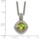 Shey Couture Sterling Silver with 14K Accent 18 Inch Antiqued Cushion Bezel Peridot Necklace - QT-21EB4787-1297