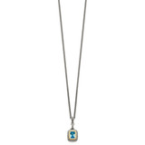Shey Couture Sterling Silver with 14K Accent 18 Inch Antiqued Cushion Bezel Swiss Blue Topaz Necklace