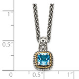 Shey Couture Sterling Silver with 14K Accent 18 Inch Antiqued Cushion Blue Topaz Necklace - QT-26907FF6-2240
