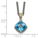 Shey Couture Sterling Silver with 14K Accent 18 Inch Antiqued Cushion Blue Topaz Necklace - QT-28C871B8-2974
