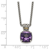 Shey Couture Sterling Silver with 14K Accent 18 Inch Antiqued Cushion Checkerboard Amethyst Necklace - QT-2EF76C5E-7270