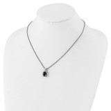 Shey Couture Sterling Silver with 14K Accent 18 Inch Antiqued Cushion Checkerboard Smoky Quartz Necklace - QT-D50597EC-3014