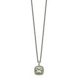 Shey Couture Sterling Silver with 14K Accent 18 Inch Antiqued Cushion Green Quartz Necklace - QT-A16B534B-1249