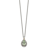 Shey Couture Sterling Silver with 14K Accent 18 Inch Antiqued Diamond and Pear Shaped Green Quartz Necklace