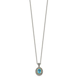 Shey Couture Sterling Silver with 14K Accent 18 Inch Antiqued Light Swiss Blue Topaz Oval Necklace