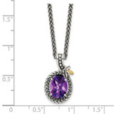 Shey Couture Sterling Silver with 14K Accent 18 Inch Antiqued Oval Amethyst Necklace - QT-39162654-4469
