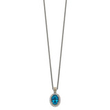 Shey Couture Sterling Silver with 14K Accent 18 Inch Antiqued Oval London Blue Topaz Hinged Bail Necklace
